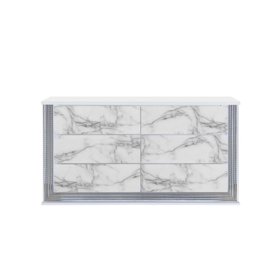 Miekor Furniture MOON WHITE MARBLE DRESSER WITH LED MK9879