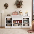 thumbnail image 1 of Miekor Furniture Media Console Table with Large Storage Cabinet, Modern TV Media Entertaionment Stand, White, 65.75"W*17"D*32.48"H 31806, 1 of 11