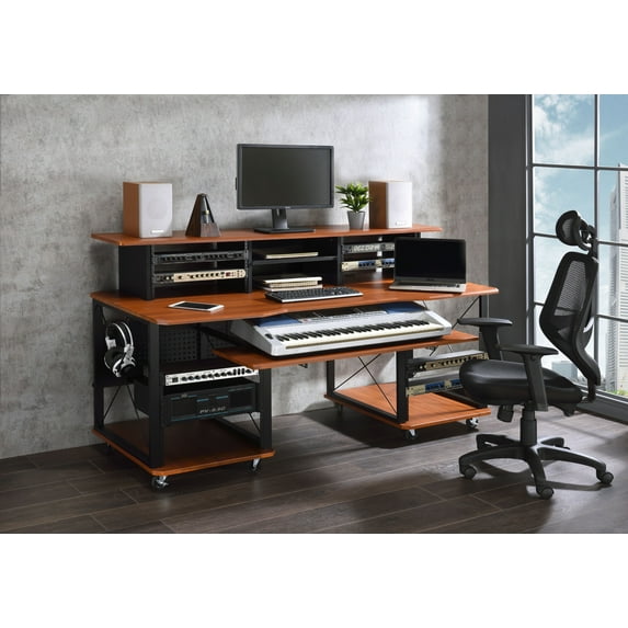 Miekor Furniture Megara Cherry & Black Finish Music Desk 5726