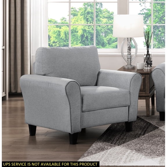 Miekor Furniture Modern 1pc Chair Dark Gray Textured Fabric Upholstered Rounded Arms Attached Cushion Transitional Living Room Furniture B5A3348