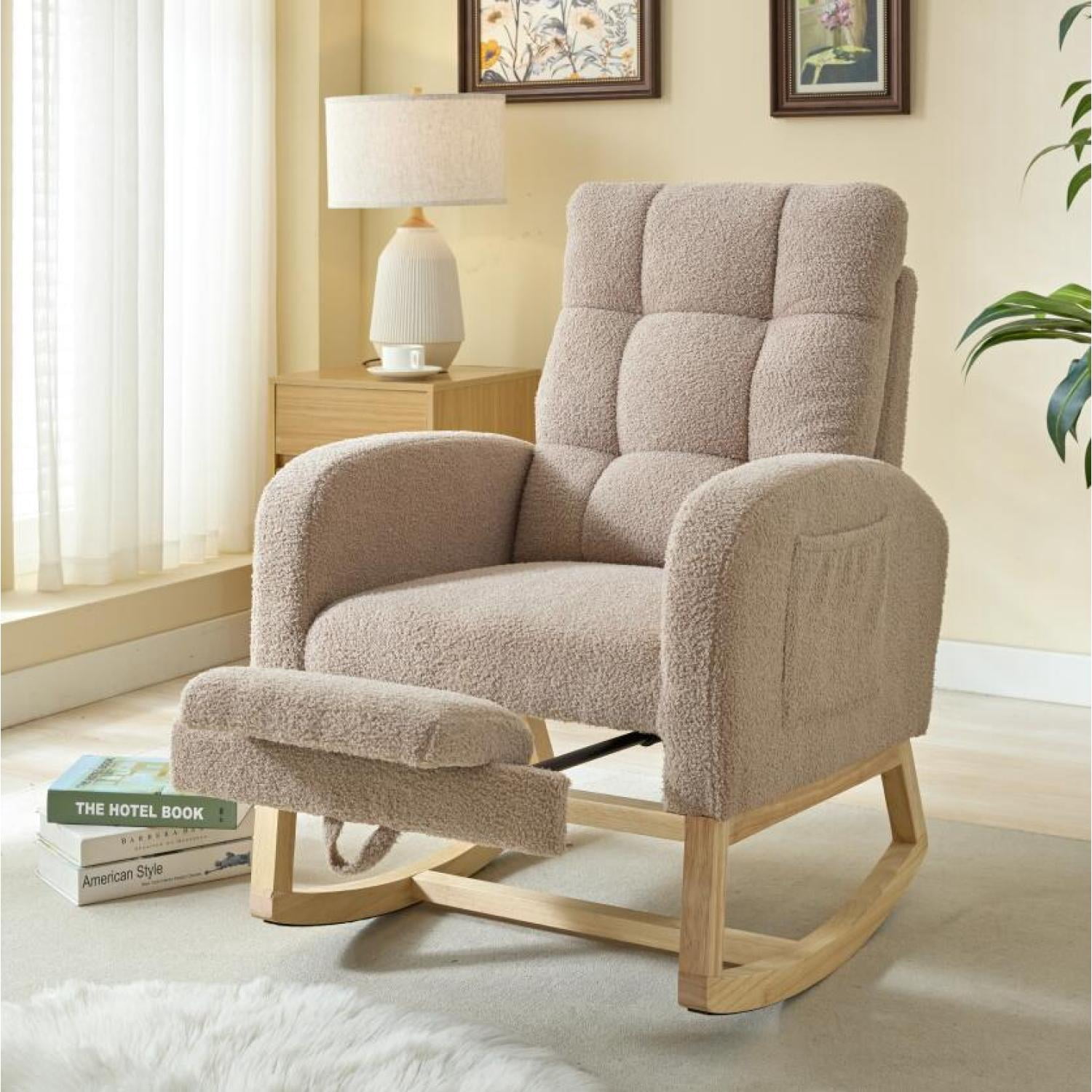 Miekor Furniture Modern Accent Rocking Chair with Solid Wood Legs ...