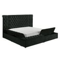 thumbnail image 1 of Miekor Furniture Modern Bedroom Sanctuary Black Velvet Plush Tufted Headboard Concealed Storage 1pc Queen Bed 69904, 1 of 7