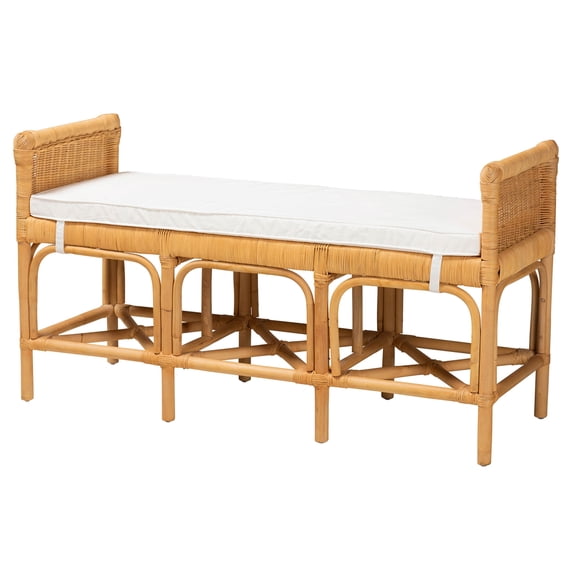 Miekor Furniture Modern Bohemian Natural Brown Rattan Bench No.3066