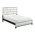thumbnail image 1 of Miekor Furniture Modern Contemporary White Finish Queen Bed 1Pc Wooden Bedroom Furniture Black Line Design 01341, 1 of 6
