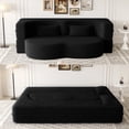 thumbnail image 1 of Miekor Furniture Modern Floor Sofa with 2 Pillows,Convertible Teddy Fabric Foam-Filled Sleeper Sofa Bed,15" Full Size Folding Mattress for Living Room,Guest Bed,no assembly required,Black 57231, 1 of 12