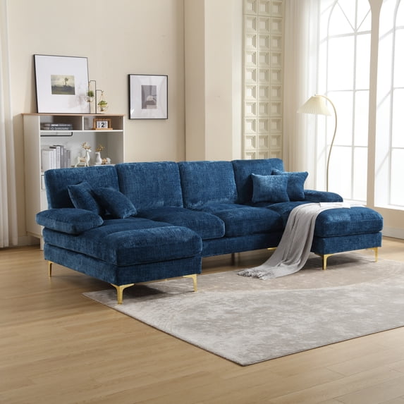 Miekor Furniture Modern Large chenille Fabric U-Shape Sectional Sofa W4US0056