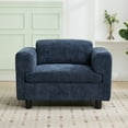 thumbnail image 1 of Miekor Furniture Modern Oversized Armchair Comfy Accent Chair Single Sofa For Living Room Bedroom Office Apartment, Woven Velvet Fabric, Blue 5147N, 1 of 11