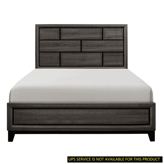 Miekor Furniture Modern Style Clean Line Design Gray Finish Queen Size Bed Contemporary Bedroom Furniture W5U249