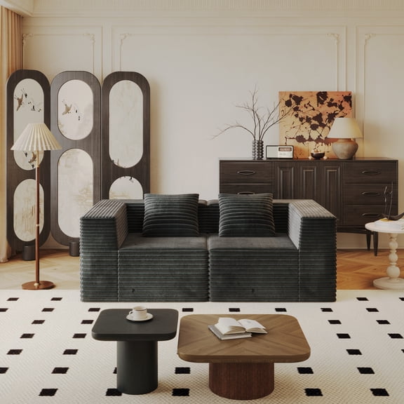 Miekor Furniture Modular Sectional Couches for Living Room with Deep Seat, L-Shape Cloud Sofa Couch, High Density Memory Foam, Boneless Upholstered Couches, Easy Assembly No.0975