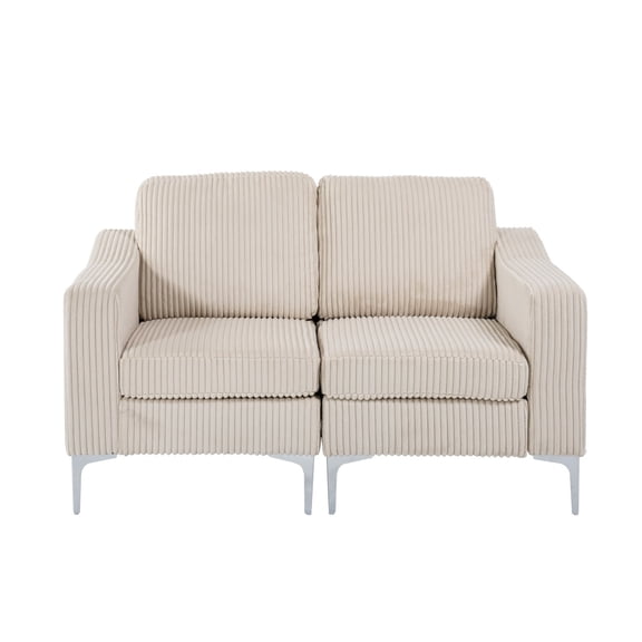 Miekor Furniture Modular Sectional Two-Seater Sofa, Corduroy Sectional Couch,Beige 80158