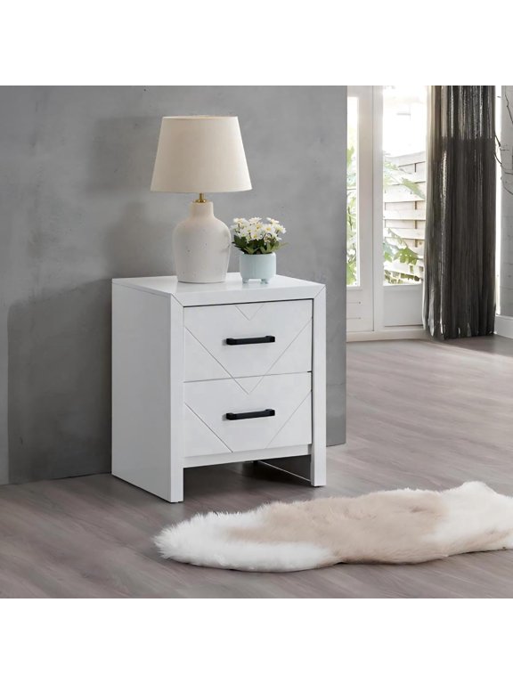 Furniture Morris G0093-N 2 Drawer Nightstand White No9299