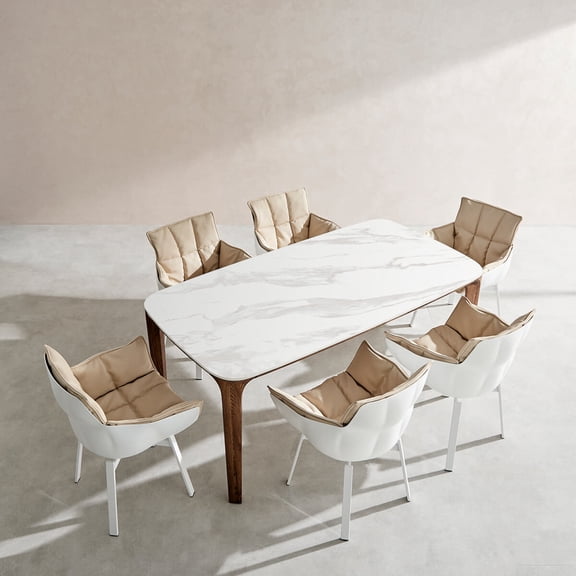 Miekor Furniture Myko Modern Rectangular Ceramic Dining Table / 6.6ft - Calacatta Ceramic MK7513