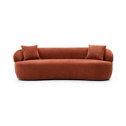 Miekor Furniture [NOT AVAILABLE ON WAYFAIR] ORANGE Mid Century Modern Curved Sofa, 3 Seat Cloud couch Boucle sofa Fabric Couch for Living Room, Bedroom, Office MK8333