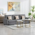 thumbnail image 1 of Miekor Furniture Nolan 95.5" Gray Linen Fabric Sofa with Pillows and Interchangeable Legs W5U537, 1 of 7