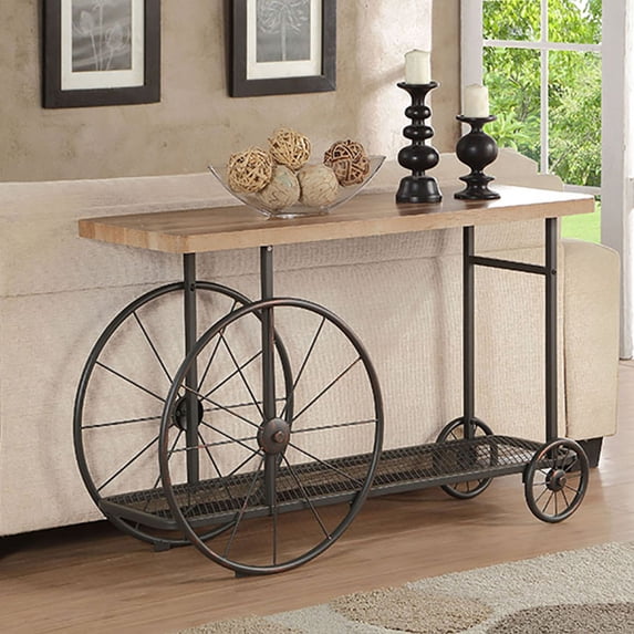 Miekor Furniture Oak and Antique Grey Sofa Table with Bottom Shelf B5A8985