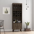 thumbnail image 1 of Miekor Furniture Oslo Bar Cabinet, Twelve Built-in Wine Rack, Double Door Cabinet, Two Shelves -Dark Walnut 0066, 1 of 8