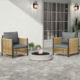thumbnail image 1 of Miekor Furniture Outdoor Brown PE Wicker Sofa Set-2 Pieces Single Sofa with Grey Cushion B5A9807, 1 of 9