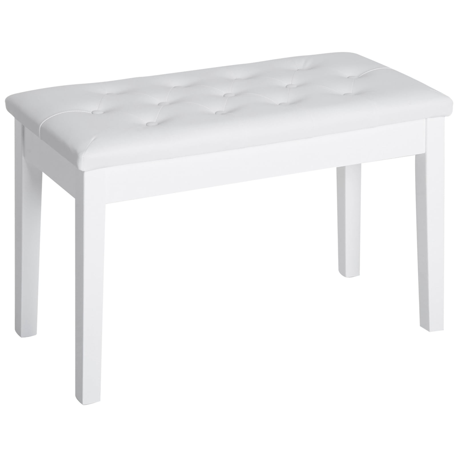 Miekor Furniture Piano Bench, Duet Piano Chair with Faux Leather Padded Cushion and Wooden Frame, Button Tufted Keyboard Bench, White No.4485