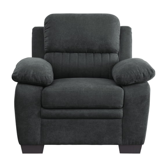 Miekor Furniture Plush Seating Chair Dark Gray Textured Fabric Channel Tufting Solid Wood Frame Modern Living Room Furniture W5U282