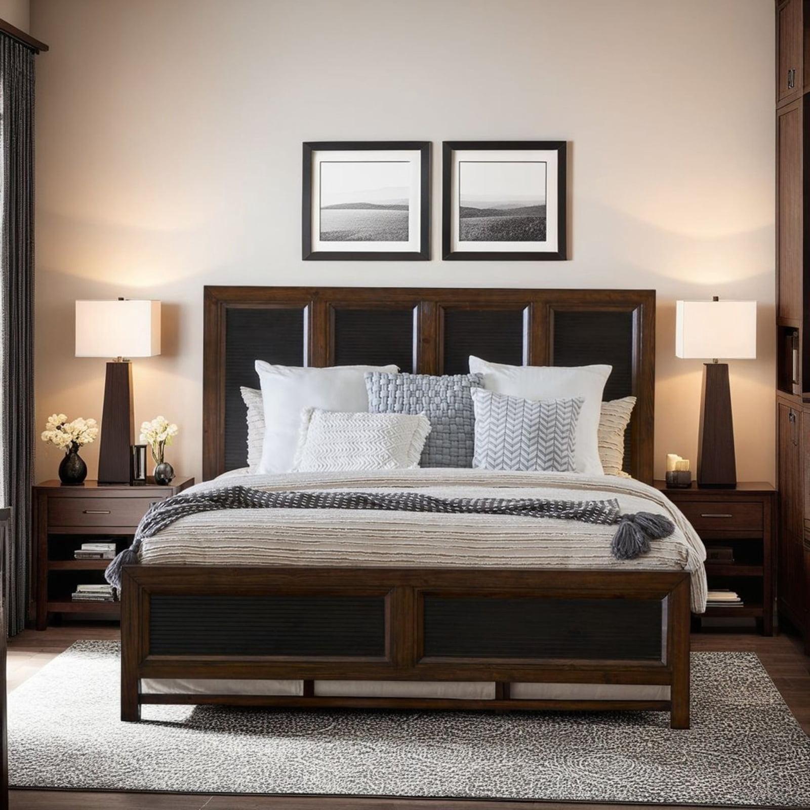 Miekor Furniture Queen Size Panel Bed, Two-Tone Finish 58692 - Walmart.com