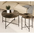 thumbnail image 1 of Miekor Furniture Radial Pattern 2-Piece Coffee and End Table Set – Waterproof MDF with PVC Cover, Distressed Cylindrical Design, Black Metal Legs – Classic Rustic Charm, Dark Walnut 14704, 1 of 9