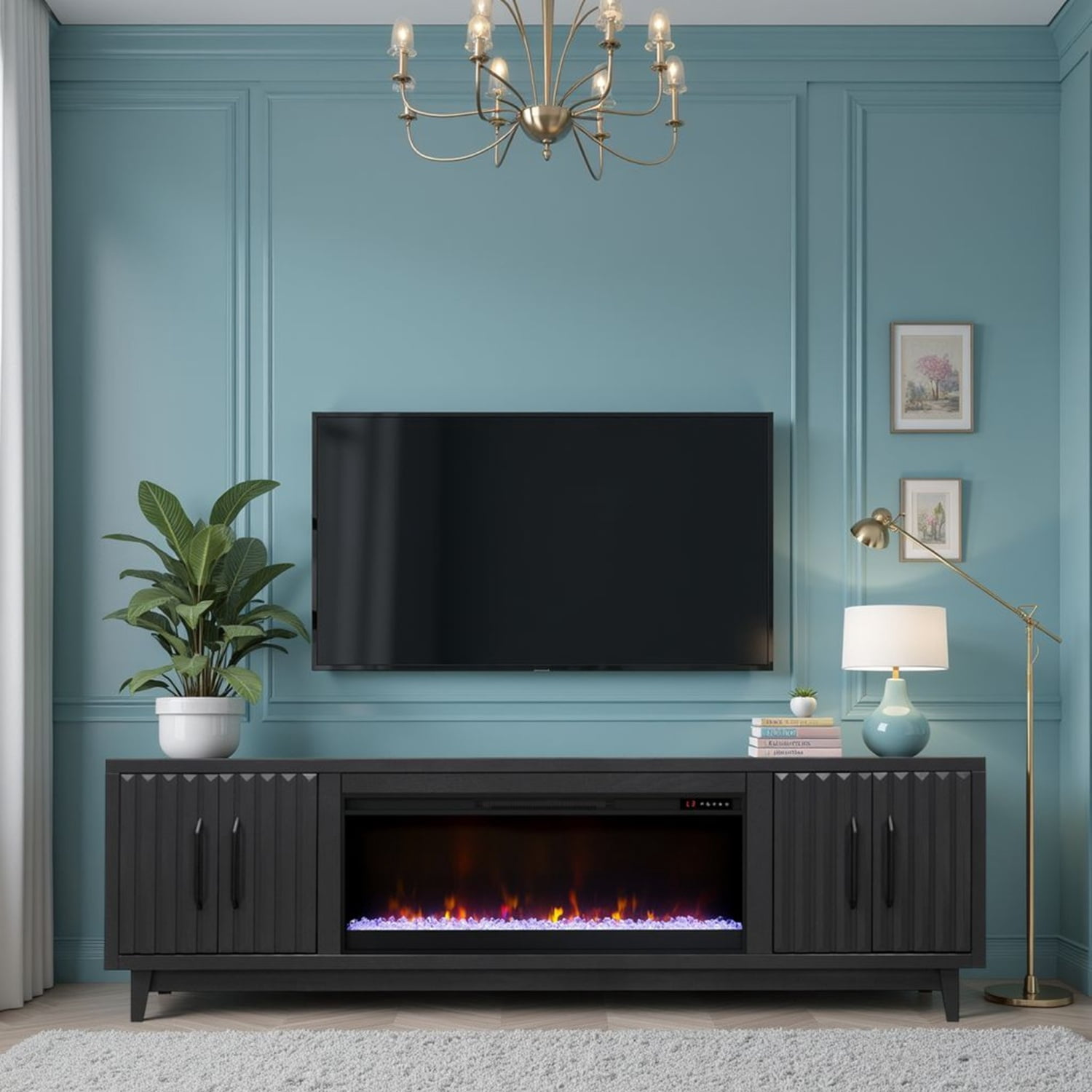 94 Inch Miekor Furniture Radiance 94 inch Fireplace TV Stand, for TVs up to 100 ...