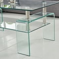 thumbnail image 1 of Miekor Furniture Rectangle Clear Glass Coffee Table, Modern Glass Coffee Table for Living Room, 2-Tier Storage Center Coffee Table,Tempered Glass Tea Table 60915, 1 of 6
