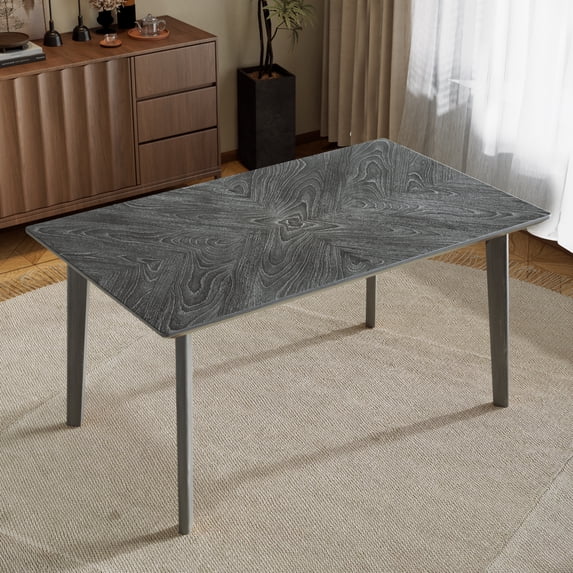 Miekor Furniture Retro Dining Table, Kitchen Room Table for 6, Minimalist Rectangular Dinette Table for Dining Room and Kitchen, Rubberwood Legs MK7702