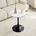 thumbnail image 1 of Miekor Furniture Round Dining Table, 23.6" Circle Tulip Table with Thickened Tabletop & Metal Pedestal, Mid Century Modern Bistro Table for Kitchen, Small Places, Living Room, Cafe (White) No.6157, 1 of 8