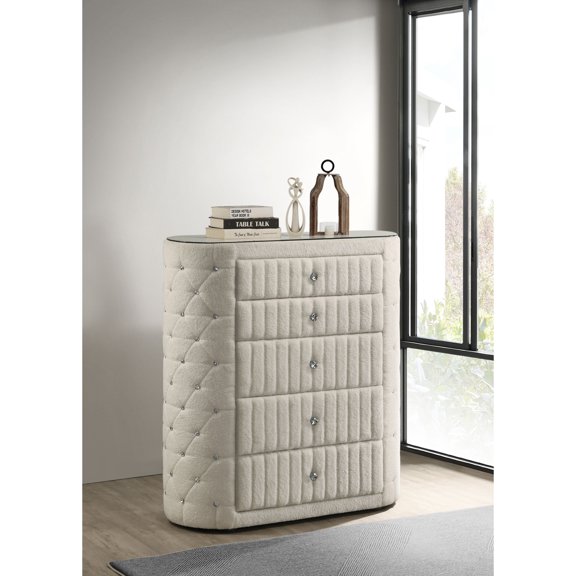 Miekor Furniture Santiago Ivory 5-drawer Chest of Drawers No8328