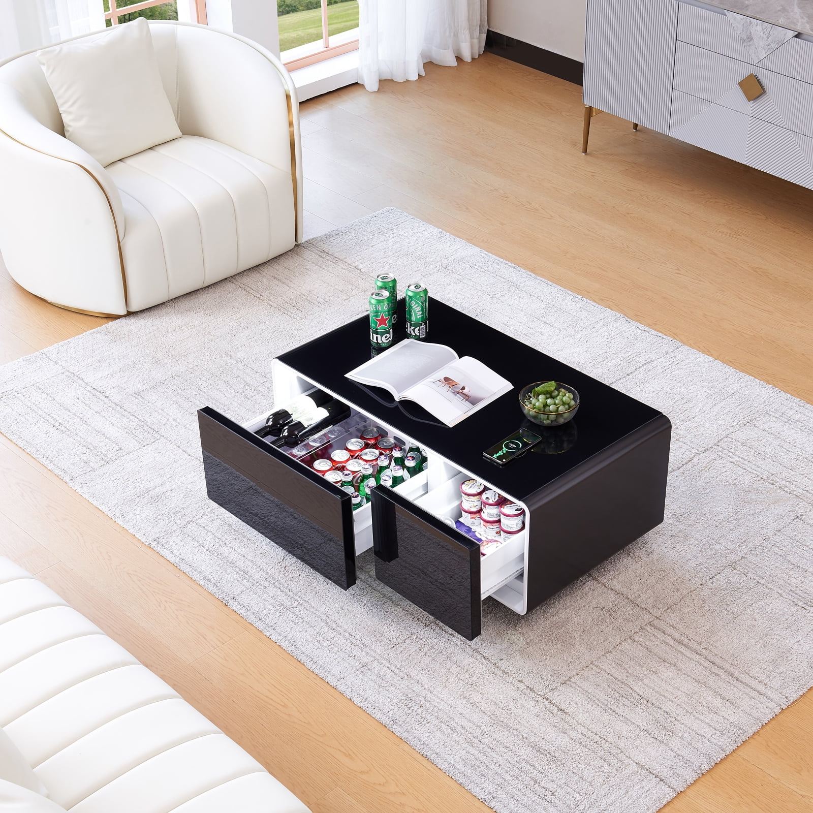 Miekor Furniture Smart Table Fridge, Multifunctional Coffee Table with