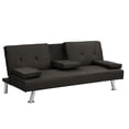 thumbnail image 1 of Miekor Furniture Sofa Bed with Armrest two holders WOOD FRAME, STAINLESS LEG, FUTON BROWN PVC,DARK BROWN 125131, 1 of 6