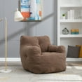 thumbnail image 1 of Miekor Furniture Soft Tufted Foam Bean Bag Chair With Teddy Fabric Coffee Brown 53861, 1 of 9