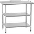 thumbnail image 1 of Miekor Furniture Stainless Steel Table for Prep & Work 24" X 36" inches with 2 Adjustable Shelf, Commercial Workstations, Utility Table in Kitchen Garage Laundry Room Outdoor BBQ 12327, 1 of 6