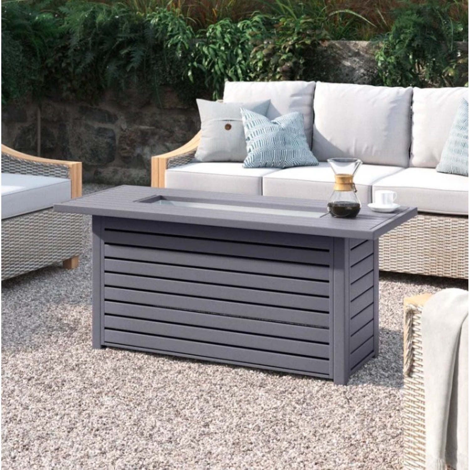 Miekor Furniture Steel Propane/Natural Gas Outdoor Fire Pit Table with Lid 09842
