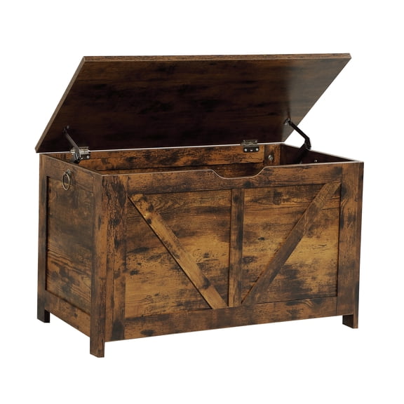 Miekor Furniture Storage Chest,Storage Bench,Retro Toy Box Organizer ,Entryway Storage Bench with 2 Hinges,Easy Assembly,Rustic Brown No.6714