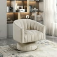 thumbnail image 1 of Miekor Furniture Taupe Velvet Accent Chair Modern Luxury Living Room Furniture, 1pc Swivel Chair Comfortable Barrel Back 73512, 1 of 11