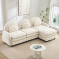 thumbnail image 1 of Miekor Furniture Teddy Fabric Cloud-like 3-Seat Sofa,Curved Backrest and Armrest with Curved Lumbar Pillows, Sectional 3 Seater Modular Couch with Movable Ottoman and Supportive Double-layer c No2488, 1 of 9