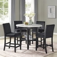 thumbnail image 1 of Miekor Furniture Transitional 5pc Round Counter Height Dining Table Set White Faux Marble Upholstered Black Fabric Dining Room Wooden Furniture W5U585, 1 of 8