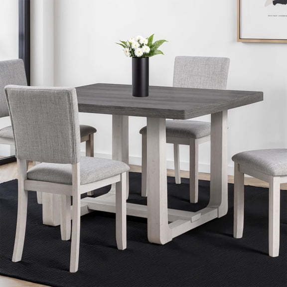 Miekor Furniture Transitional Style Dining Table 1pc Dining Room Furniture Gray Rectangle Shaped Trestle Base Table No2732