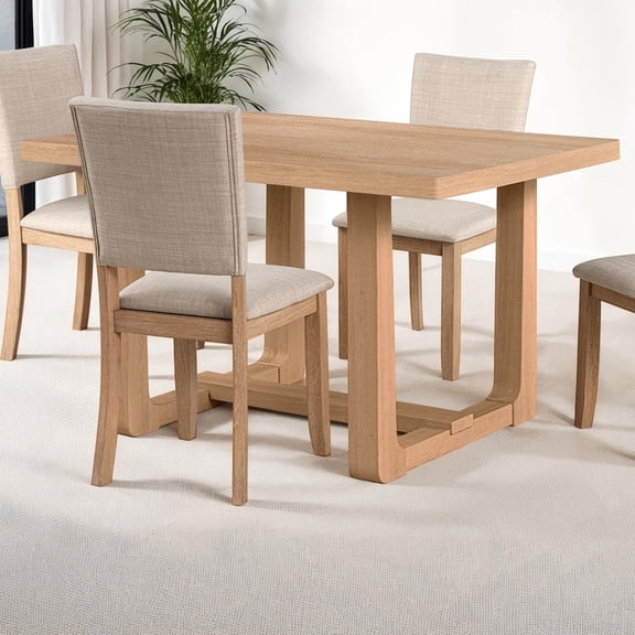 Miekor Furniture Transitional Style Dining Table 1pc Dining Room Furniture Natural Finish Rectangle Shaped Trestle Base Table No9393