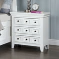 thumbnail image 1 of Miekor Furniture Transitional Style White Color Solid wood 1pc Nightstand Only Bedroom Furniture Bedside Table Round Knobs 3-Drawers Nightstand 92841, 1 of 7