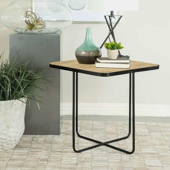 Miekor Furniture Travertine and Black Accent Table B5A9301