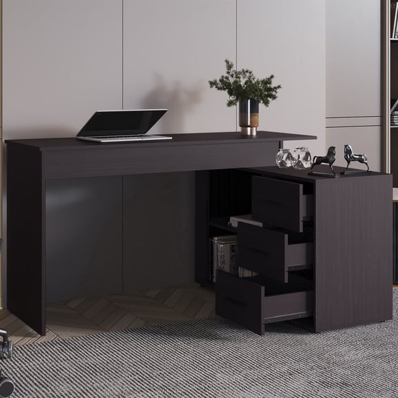Miekor Furniture Upton L-Shape Home Office Desk, Studio, Bedroom, Library, Study Table, Work No9883