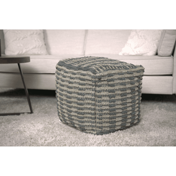 Miekor Furniture Walle Fabric Square Pouf, Blue and Teal 67326