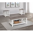 thumbnail image 1 of Miekor Furniture White Brown 3-Piece Set Table Top Cocktail Rectangular Coffee Table And Two Matching Square End Tables Living Room Wooden Furniture 44337, 1 of 6