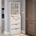 thumbnail image 1 of Miekor Furniture White Color Shoe Cabinet With 3 Doors 2 Drawers With Hanger,Large Space For Storage 08484, 1 of 8