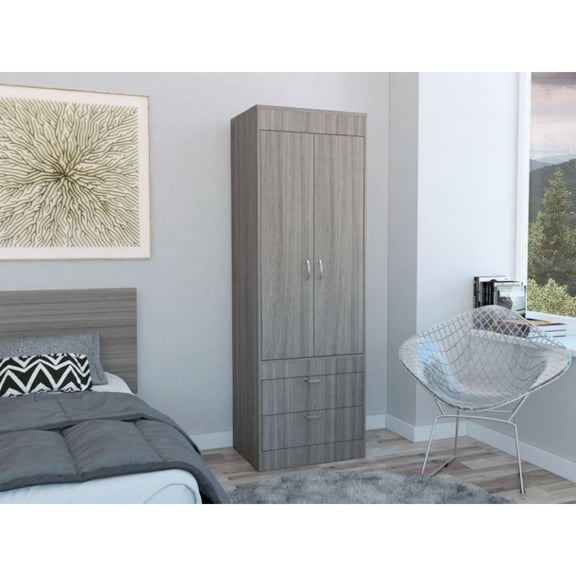 Miekor Furniture Willow Grove 2-Drawer Armoire Light Gray B5A3230