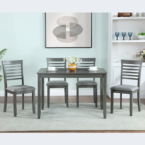 Miekor Furniture Wooden Dining Rectangular Table set for 4,Kitchen Dining Table for Small Space,Gray BS8701