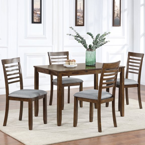 Miekor Furniture Wooden Dining Rectangular Table set for 4,Kitchen Dining Table for Small Space,Walnut W4US0017